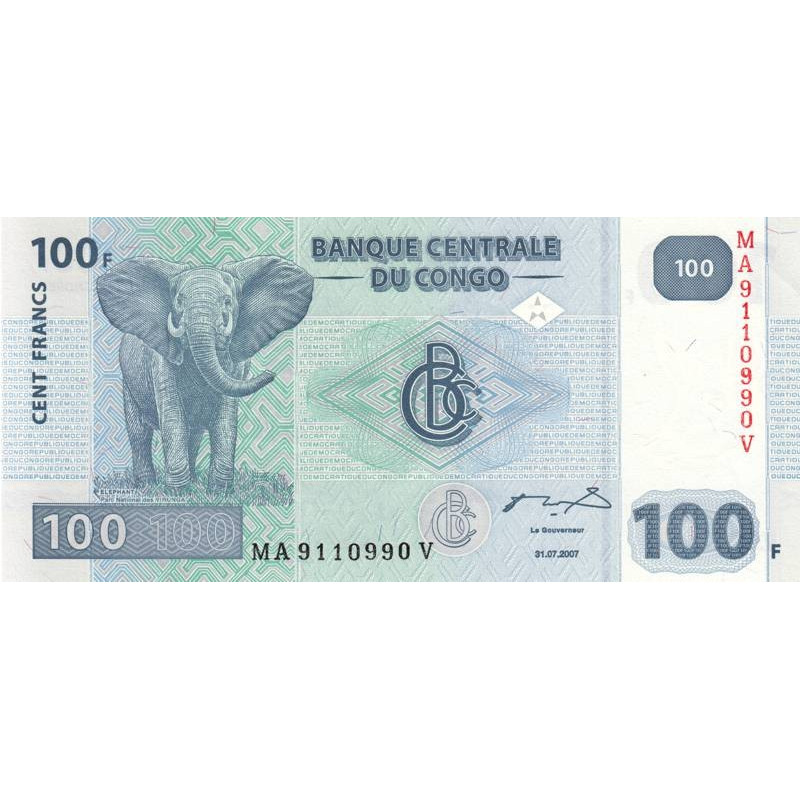 Rép. Démocr. du Congo - Pick 98a - 100 francs - Série MA V- 31/07/2007 - Etat : NEUF