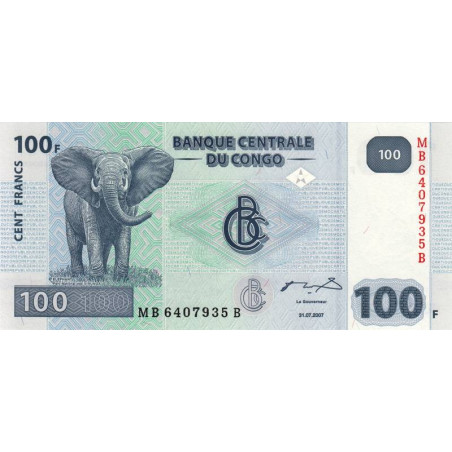 Rép. Démocr. du Congo - Pick 98A_1 - 100 francs - Série MB B - 31/07/2007 - Etat : NEUF