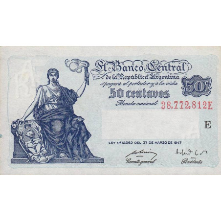 Argentine - Pick 256 - 50 centavos - Série E - 1948 - Etat : SPL