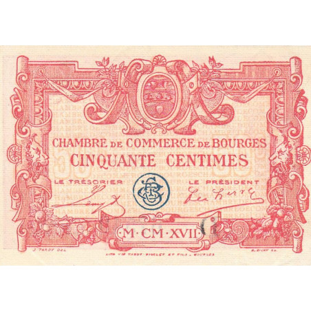 Bourges - Pirot 32-8 - Série D - 50 centimes - 1917 - Etat : SPL