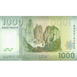 Chili - Pick 161c - 1'000 pesos - Série BA - 2012 - Polymère - Etat : NEUF