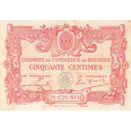 Bourges - Pirot 32-10 - Série A - 50 centimes - 1917 - Etat : TTB