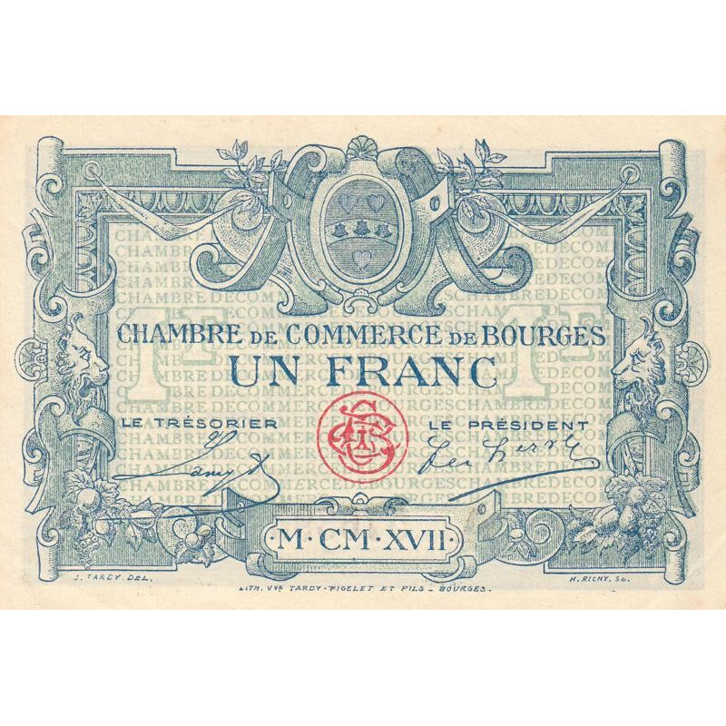 Billet des chambres de commerce Bourges 1 franc