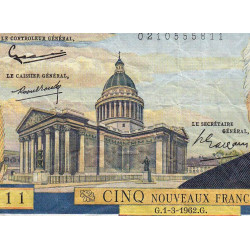 F 56-11 - 01/03/1962 - 5 nouv. francs - Victor Hugo - Série F.85 - Etat : TTB-