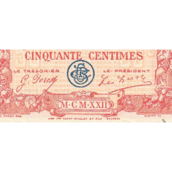 Bourges - Pirot 32-12 - Série I - 50 centimes - 1922 - Etat : SUP+
