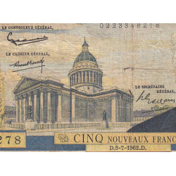 F 56-12 - 05/07/1962 - 5 nouv. francs - Victor Hugo - Série J.90 - Etat : TB-