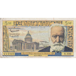 F 56-13 - 07/02/1963 - 5 nouv. francs - Victor Hugo - Série V.100 - Etat : TB-