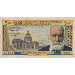 F 56-17 - 04/02/1965 - 5 nouv. francs - Victor Hugo - Série Z.133 - Etat : TB-