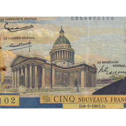 F 56-18 - 06/05/1965 - 5 nouv. francs - Victor Hugo - Série W.142 - Remplacement - Etat : TB+