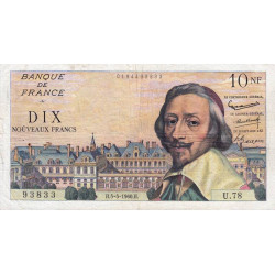 F 57-07 - 05/05/1960 - 10 nouv. francs - Richelieu - Série U.78 - Etat : TB+ à TTB-