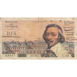 F 57-09 - 04/08/1960 - 10 nouv. francs - Richelieu - Série C.112 - Etat : TB-