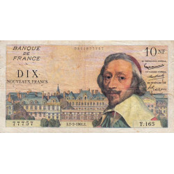 F 57-14 - 02/02/1961 - 10 nouv. francs - Richelieu - Série T.165 - Etat : TB+ à TTB-