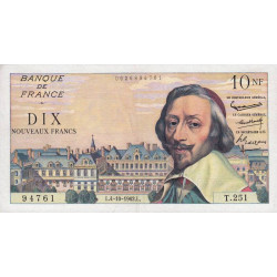 F 57-21 - 04/10/1962 - 10 nouv. francs - Richelieu - Série T.251 - Etat : TTB à TTB+