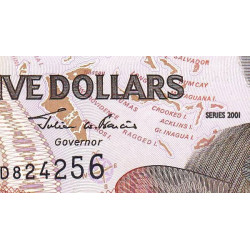 Bahamas - Pick 63b_2 - 5 dollars - Série AD - 2001 - Etat : NEUF