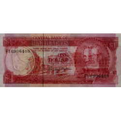 Barbade - Pick 29a - 1 dollar - Série F16 - 1973 - Etat : NEUF