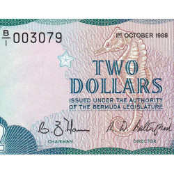 Bermudes - Pick 34a - 2 dollars - Série B/1 - 01/10/1988 - Etat : NEUF