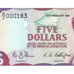 Bermudes - Pick 35b - 5 dollars - Série B/2 - 20/02/1989 - Etat : NEUF