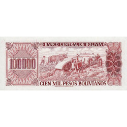 Bolivie - Pick 171a2 - 100'000 pesos bolivianos - Loi 1984 - Série B - Etat : NEUF