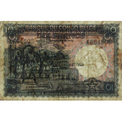 Congo Belge - Pick 14D - 10 francs - Série X - 10/06/1944 - Etat : TB-