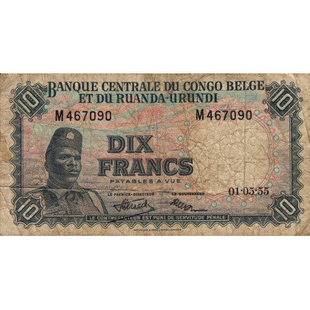 Congo Belge - Pick 30a_3 - 10 francs - Série M - 01/05/1955 - Etat : B