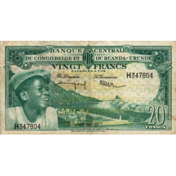 Congo Belge - Pick 31_2 - 20 francs - Série H - 01/03/1957 - Etat : TTB