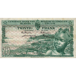 Congo Belge - Pick 31_7 - 20 francs - Série AG - 01/12/1957 - Etat : TTB-