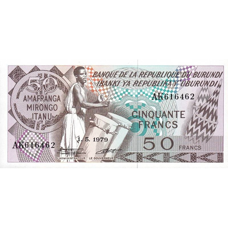 Burundi - Pick 28a_2 - 50 francs - Série AK - 01/05/1979 - Etat : NEUF