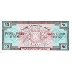 Burundi - Pick 28a_2 - 50 francs - Série AK - 01/05/1979 - Etat : NEUF