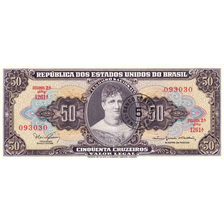 Brésil - Pick 184a - 5 centavos / 50 cruzeiros - Série 1261 - Estampa 2 - 1966 - Etat : NEUF