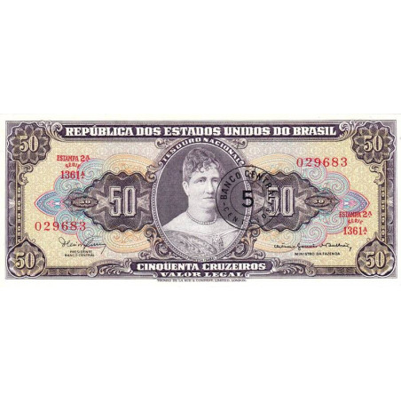 Brésil - Pick 184b - 5 centavos / 50 cruzeiros - Série 1361 - Estampa 2 - 1967 - Etat : NEUF
