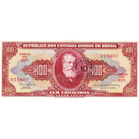 Brésil - Pick 185a - 10 centavos / 100 cruzeiros - Série 857 - Estampa 2 - 1966 - Etat : TTB+
