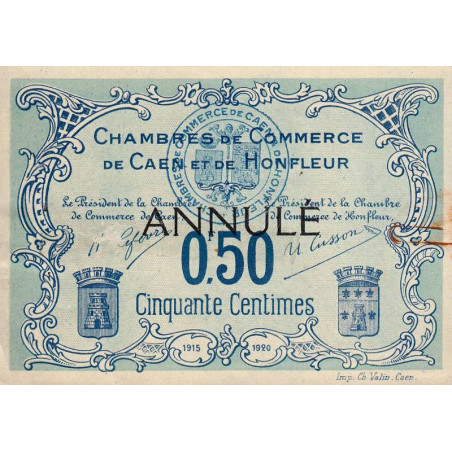 Caen & Honfleur - Pirot 34-5 - 50 centimes - 1915 - Annulé - Etat : TTB+