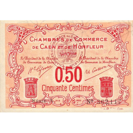 Caen & Honfleur - Pirot 34-12 - 50 centimes - Série A - 1915 - Etat : SUP