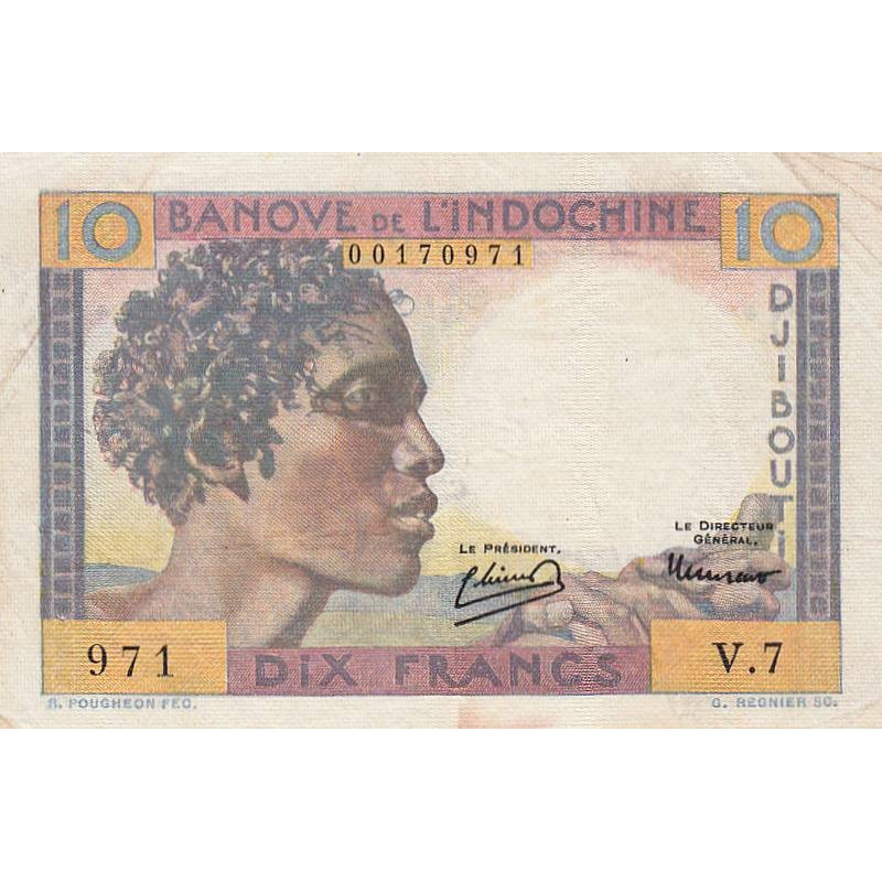 Djibouti - Pick 19 - 10 francs - 1946 - Etat : pr.TTB