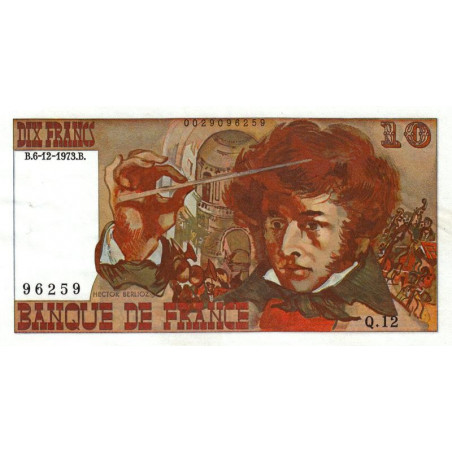 F 63bis-01 - 06/12/1973 - 10 francs - Berlioz - Série Q.12 - Variété sans signature - Etat : SUP+