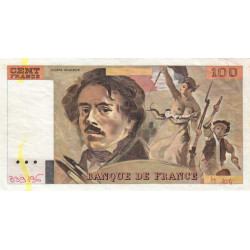 F 69-10 - 1986 - 100 francs - Delacroix - Variété sans numéro - Etat : TTB
