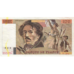 F 69-10 - 1986 - 100 francs - Delacroix modifié - Série H.104 - Variété - Etat : TTB