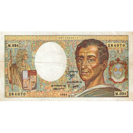 F 70-05 - 1985 - 200 francs - Montesquieu - Série M.034 - Sans taille-douce - Etat : TTB