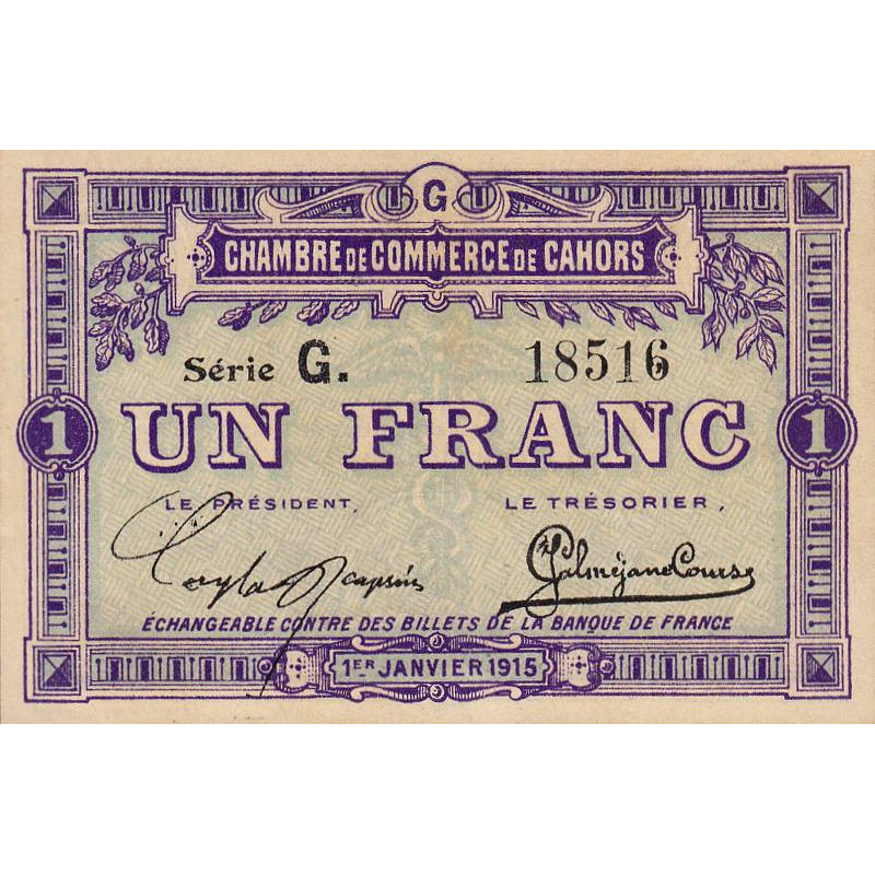 Cahors (Lot) - Pirot 35-14 - 1 franc - Série G. - 01/01/1915 - Etat : NEUF