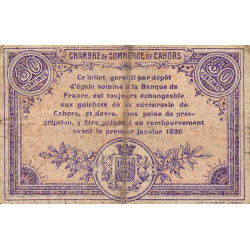 Cahors (Lot) - Pirot 35-16 - 50 centimes - Série F.V. - 01/01/1915 - Etat : B+