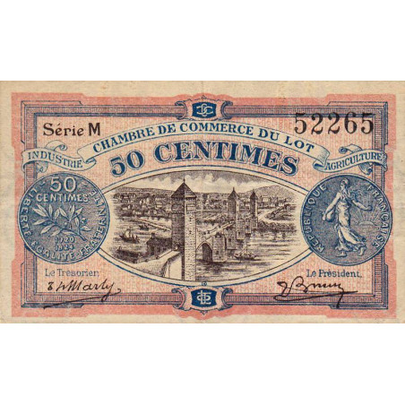 Cahors (Lot) - Pirot 35-25 - 50 centimes - Série M - 29/11/1920 - Etat : TB