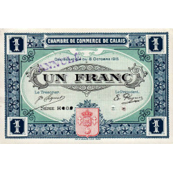 Calais - Pirot non répertorié - 1 franc - Série H 108 - 08/10/1915 - Annulé - Etat : SUP+ à SPL