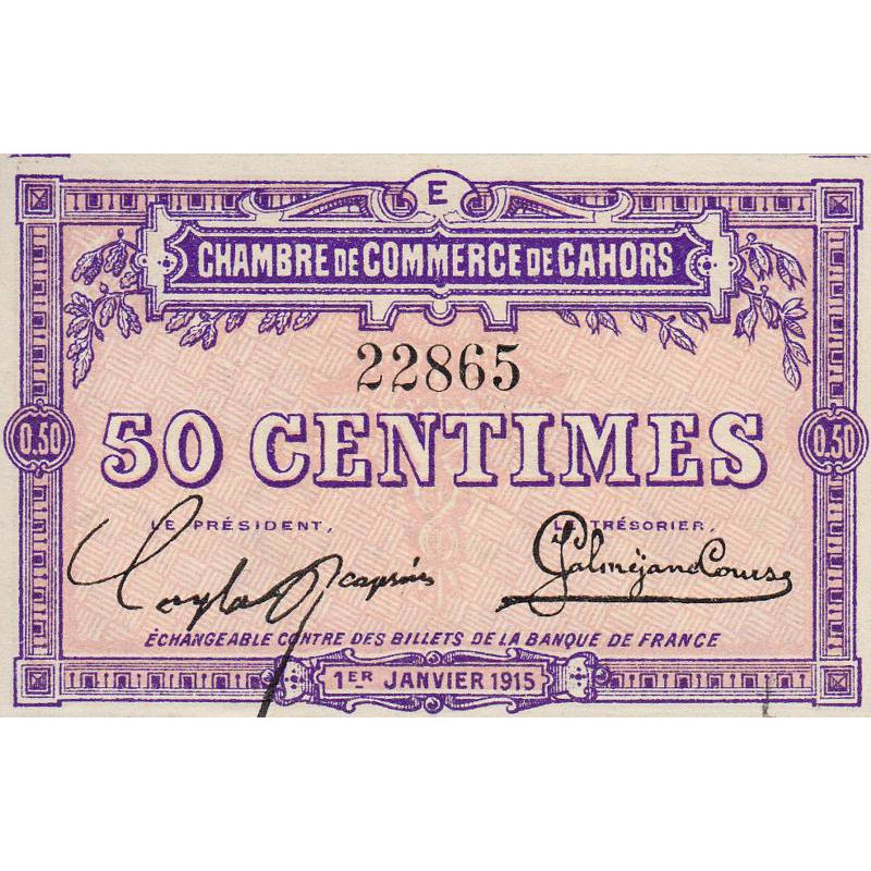 Cahors (Lot) - Pirot 35-5 - 50 centimes - Série E - 01/01/1915 - Etat : SUP