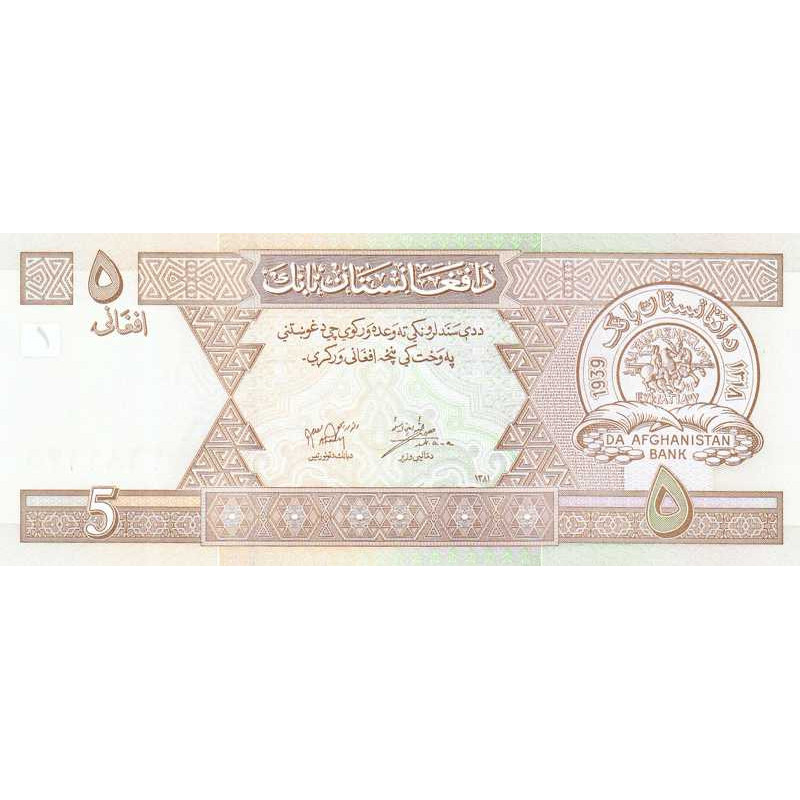 Afghanistan - Pick 66a - 5 afghanis - Série 9 - 2002 - Etat : NEUF