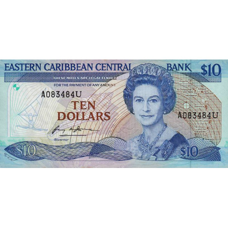 Caraïbes Est - Anguilla - Pick 23u - 10 dollars - Série A - 1984 - Etat : SUP+