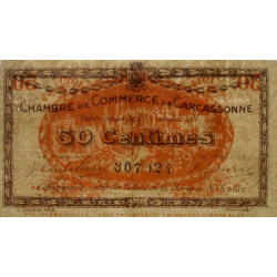 Carcassonne - Pirot 38-1 variété - 50 centimes - 1914 - Etat : TTB+