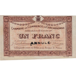 Carcassonne - Pirot 38-7 variété - 1 franc - 1914 - Annulé - Etat : SPL