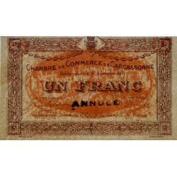 Carcassonne - Pirot 38-7 variété - 1 franc - 1914 - Annulé - Etat : SPL