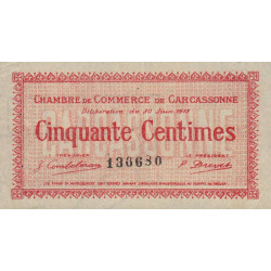 Carcassonne - Pirot 38-11 variété - 50 centimes - 1917 - Etat : SUP