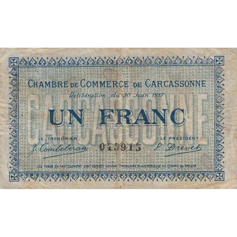 Carcassonne - Pirot 38-13 - 1 franc - 1917 - Etat : B+